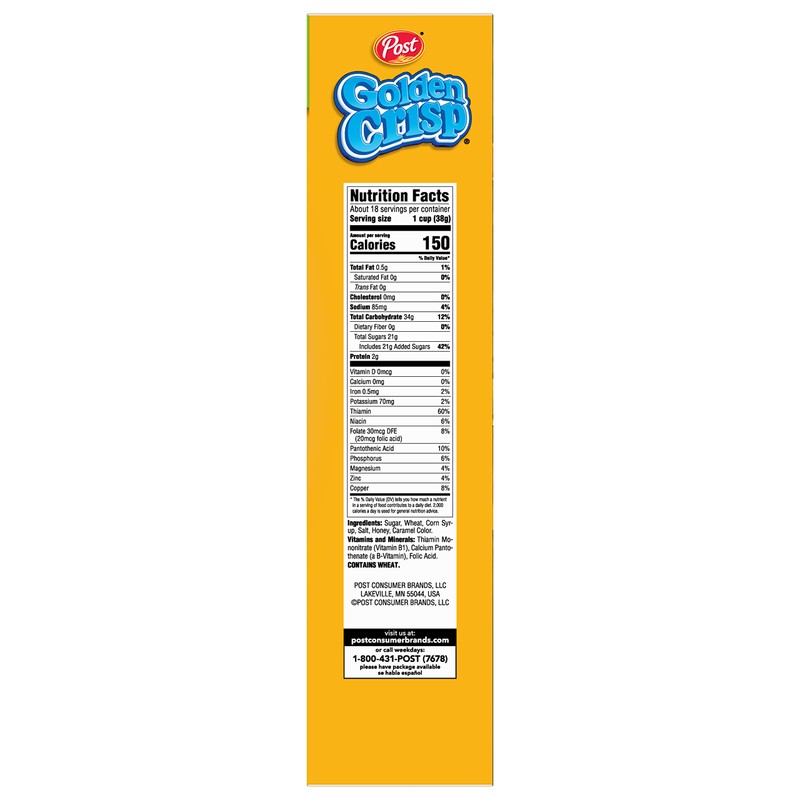 Golden Crisp Breakfast Cereal, Sweetened Puffed Wheat Cereal, 24 OZ