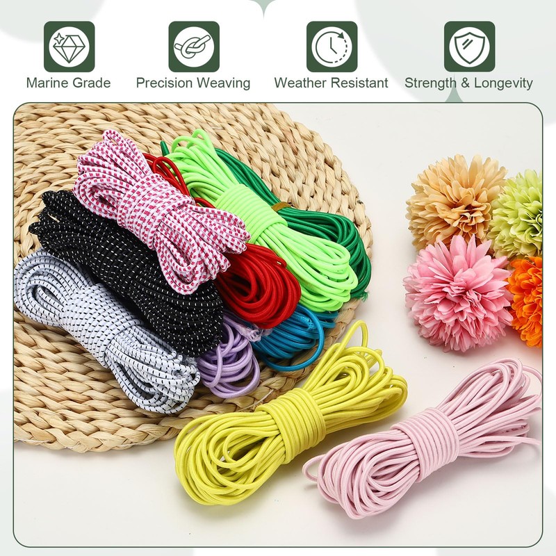 PATIKIL 1/8" x 26' Elastic Bungee Cord Marine Grade Kayak