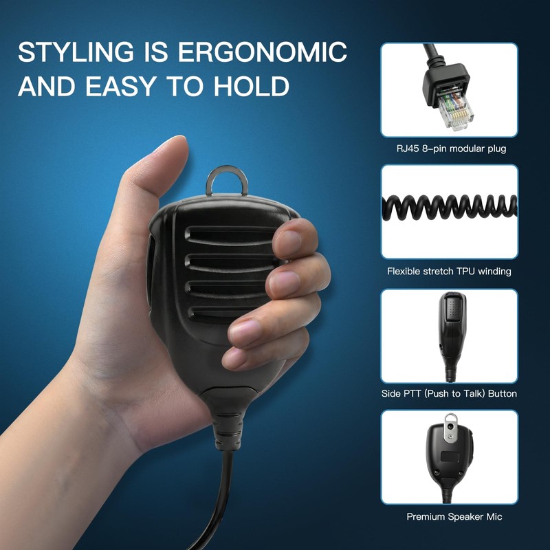Akoree HM-152 Microphone RJ45 8-Pin Handheld Mic for ICOM IC-208H
