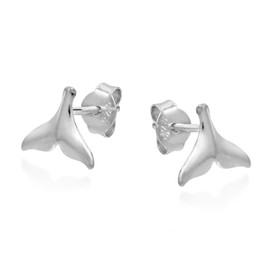 AeraVida Lovely Luck Freedom Whale Tale .925 Sterling Silver Post Stud Earrings | Sea Animal Sterling Silver Stud Earring for Women | Jewelry Gift for All Occasions