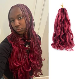 XGY Hair Burgundy French Curl Braiding Hair 12Inch 5Packs French Curl Crochet Braids Short Curly Crochet Bouncy Synthetic knotless Braid Extensions(BUG, 12inch)