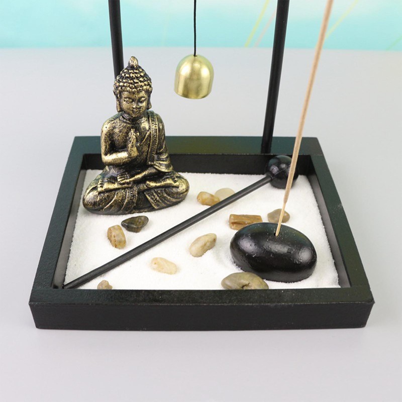 Sitting Buddha Ornament Statue Resin Zen Sand Garden Meditating Sculpture