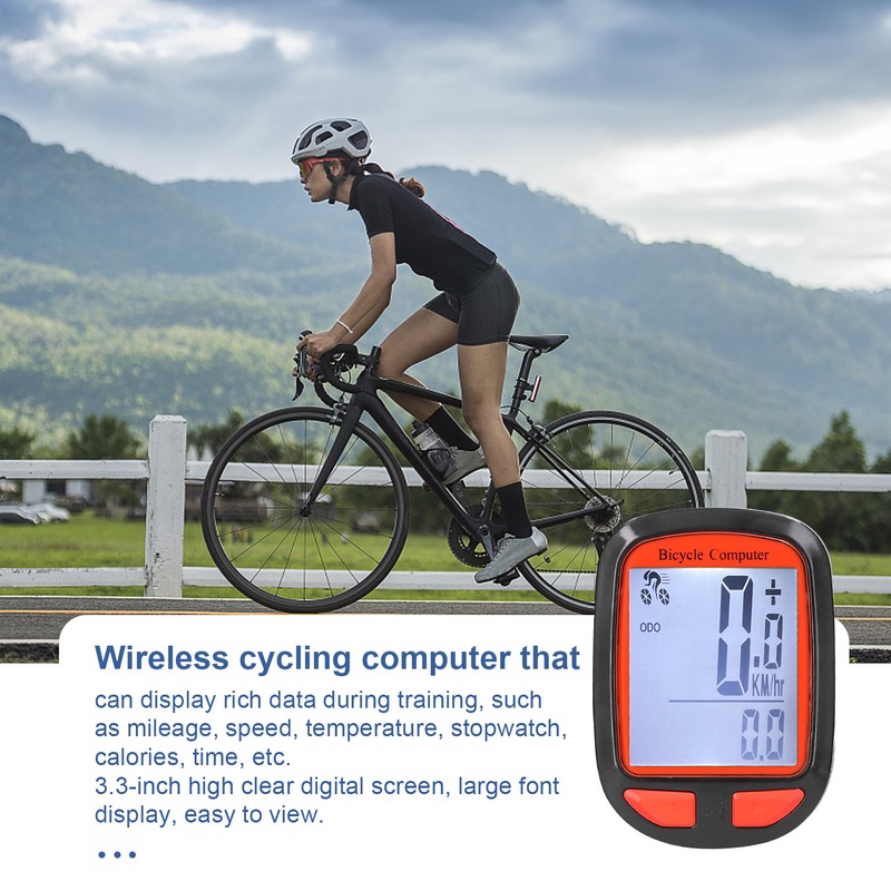 Wireless Bike Computer LED Digital Bicycle Speedometer Odometer Multifunction Cycle