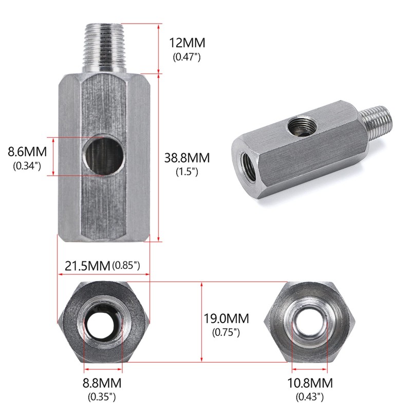 1/8'' BSPT Oil Pressure Sensor Sendor Tee Adapter to 1/8
