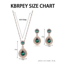 KBRPEY Women's Jewellery Set Diamond Earrings Crystal Necklace Earrings Set Rhinestone Pendant Teardrop Dangle Earrings Fashion Simple Jewelry Set for Women Gift(Green)