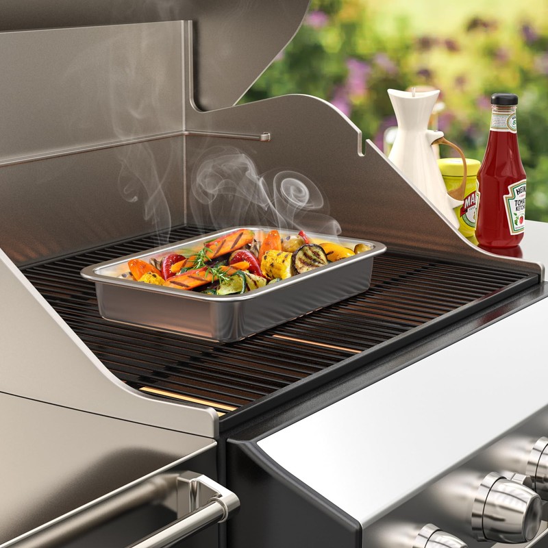Onlyfire Non-Stick Deep Roasting Tin, Stainless Steel Roasting Tray for