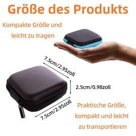 Pack of 2 Headphone Case 7.5 x 7.5 x 2.5 cm Ear Headphones Bag for In-Ear Earphones with Mesh Compartment Cover Hard Case Compatible with Most Wireless Headphones on the Market, MP3 Players etc.