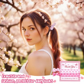 CORNER LACE 12Packs Pink Bow Themed Hair Ties with Display Cards, Pink Ribbon Hair Bands for Baby Shower Birthday Bow Themed Party Gifts Decor Favors