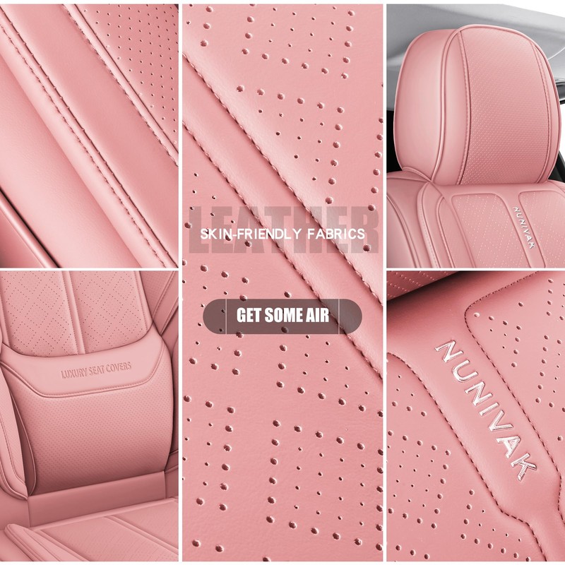 NUNIVAK Full Coverage Leather Car Seat Covers Full Set Universal