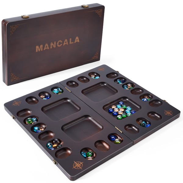 VAMSLOVE Mancala 4 Player Board Game Set, Luxury Solid Wood