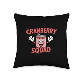 Cranberry Squad Cute Cartoon Can Funny Thanksgiving Food Throw Pillow