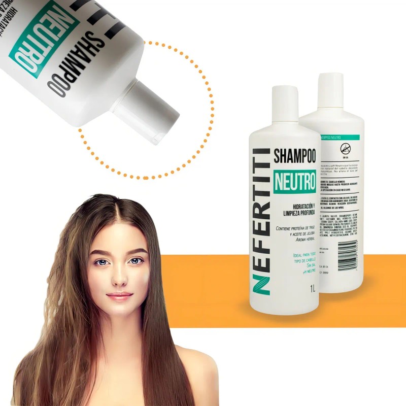 Shampoo Neutro Nefertiti Sin Sal Limpieza Profunda 1000 Ml