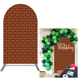 FiVan Arched Backdrop 4x7ft Brick Wall Arch Wall Covers Stretchy Photography Background for Game Party Decorations Baby Birthday Banner Parties Props