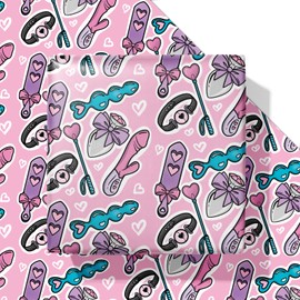 Vnaaem Funny Wrapping Paper for Adults Men Women - 6 Pcs Pink Rude Shape Gift Wrap for Anniversary Birthday Best Friend Gay Bridal Shower Bachelorette Party Valentine's Day - 19.6 X 27.8 Inch