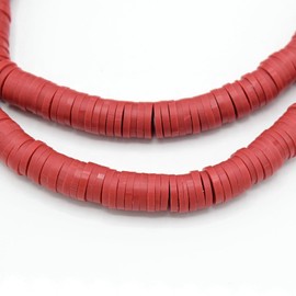 Heishi Resin Handmade Polymer Clay Round Flat Beads 6x1mm (3,700Pc/170Inch) for Jewellery Making and Many Other Decorations and Kids Creation Projects (Dark Red)