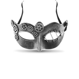 Attitude Studio Steampunk Metallic Venetian Masquerade Metal Gear Mask - Silver