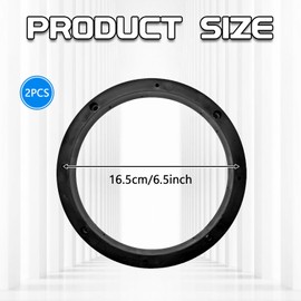 QQWD 2PCS 6.5" Car Stereo Speaker Spacer, Universal Car Door Speaker Mounting Ring Spacer Adapter, Enhance Sound Quality No Cutting and Drilling for Auto Audio/Boats/Trucks/RV