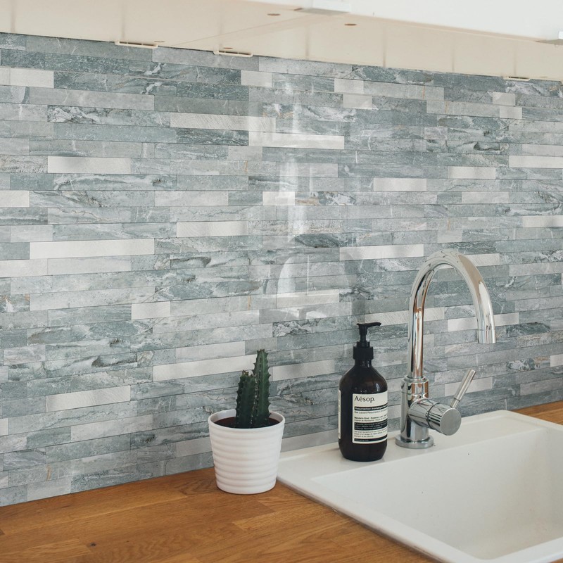 Yipscazo 10 Sheets Peel and Stick Stone Metal Tile Backsplash,