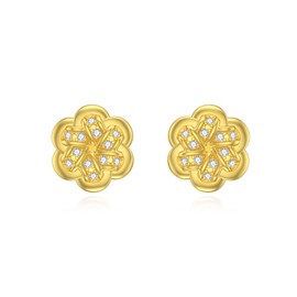 ROMANTIC WORK Gold Plated Knot Earrings Sterling Silver Mini Knot Stud Earrings Hypoallergenic Jewelry for Women Girls Birthday Christmas Gifts, Sterling Silver, Cubic Zirconia