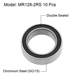 sourcing map MR128-2RS Deep Groove Ball Bearings 8mm x 12mm x 3.5mm Double Sealed Chrome Steel P6(ABEC3) 10pcs