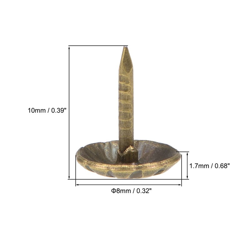sourcing map Upholstery Nails Tacks 8mm Head Dia Retro Round
