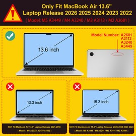 Mektron Case for 2026 MacBook Air 13-inch M5 Laptop A3449 with 13.6-inch Liquid Retina Display, 2025 2024 2022 M4/M3/M2 MacBook Air 13" Hard Shell Cover, Model A3240 A3113 A2681, Cute Elephant C342