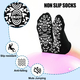 SkiBeaut Pilates Non Slip Socks, 4 Pairs, Women Yoga Grips Anti Skid Sticky Hospital Floor Barre Socks with Grippers, US Women Size 8-10