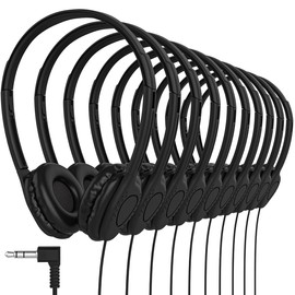 Maeline Kids Headphones for School Classroom K-12, Library, Museum, Travel, On Ear Stereo Headset with Adjustable Band & Faux Leather Cushions - 3.5mm Plug - 50 Pack - Black