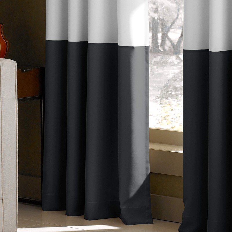 Curtainworks Kendall Color Block Grommet Curtain Panel, 108 inch, White