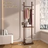 PZDJUMO Solid Wood Coat Rack Clothes Rack with Wheels &