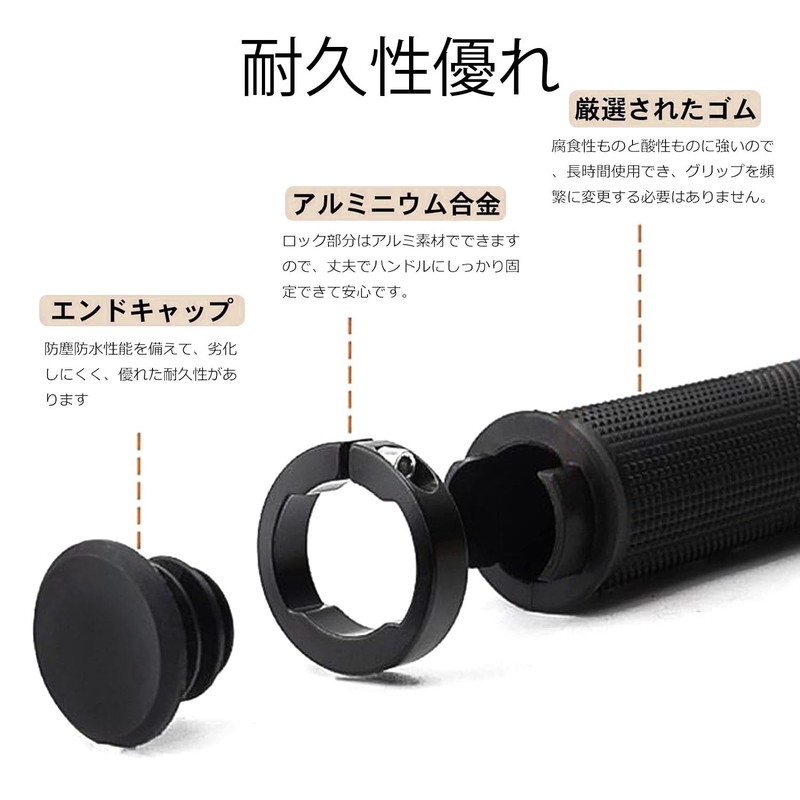 Bicycle Grip, Handle Grip Replacement, Non-Slip Rubber, Inner Diameter 0.9