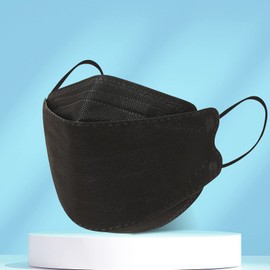 20Pcs 4D Face Mask for Adults 4-Ply Layer Filter Non Woven Fabric Face Mask, Protective Mask for Women Men Teens(Black-20PCS)