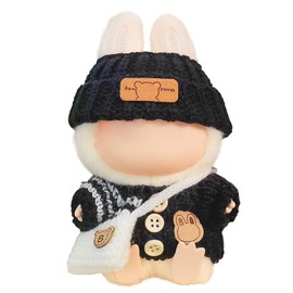 Doll Clothes Set for 17cm Plush Figure – Includes Hat, Top, and Pants – Soft Knit Material, Custom Fit, Ideal for Display and Gift Giving