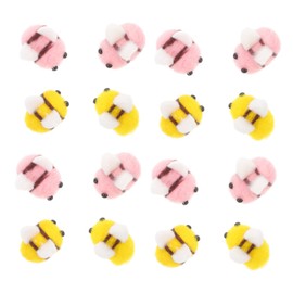 DOITOOL 1set Wool Felt Bee Ornaments DIY Handmade Decorative Accessories for Birthday Parties Craft Projects and Clothing Decor Yellow Pink Felt Bees for Fun Celebrations 24pcs
