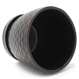 Napco Carved Teardrop Lattice Ceramic Pot with Black Glaze for Indoor Plants Planter, 5.25 x 6 x 6 Inch