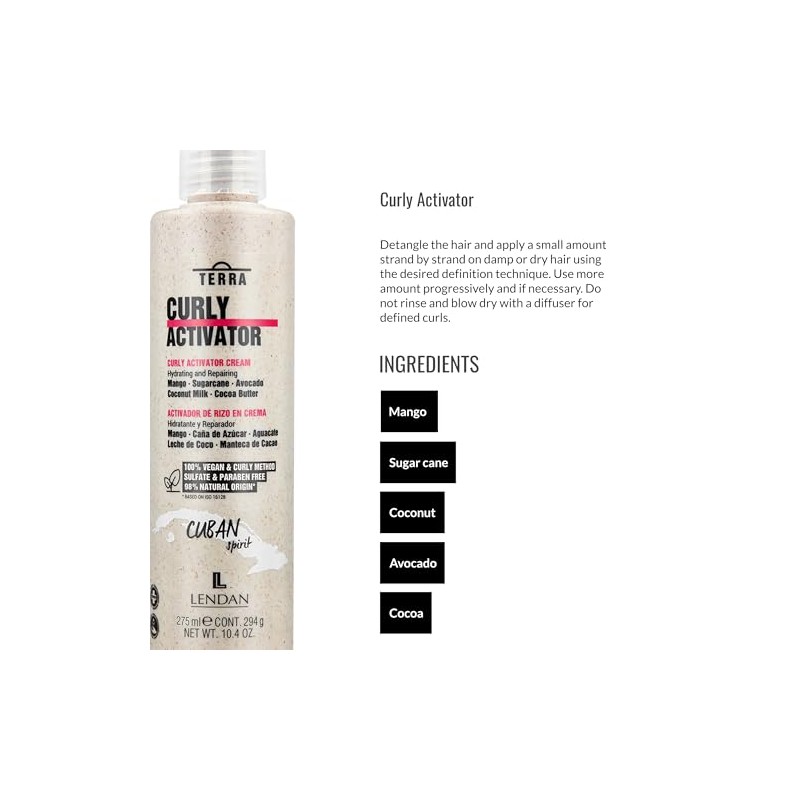 Lendan Terra Curly Activator 275ml Crema Activadora de Rizos