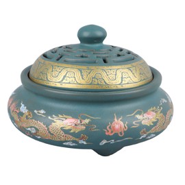 Incense Burner Ceramic Colour Enamel Exquisite Pattern Retro Incense Cone Holder for Family Meditation Decoration