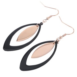 COLLBATH Elegant Women's Titanium Steel Eardrop Earrings Fashion Jewelry Double Leaf Design for Girlfriend/wife