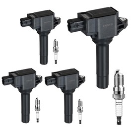 FAERSI Set of 4 Ignition Coil Pack and Iridium Spark Plug Compatible with Toyota 86 2.0L Scion FR-S 2.0L Subaru BRZ 2.0L Subaru Legacy 2.5L Replace#UF747