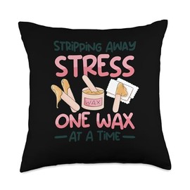 Hair Waxing Specialist Stripping Away Stress, Wax Technician Throw Pillow
