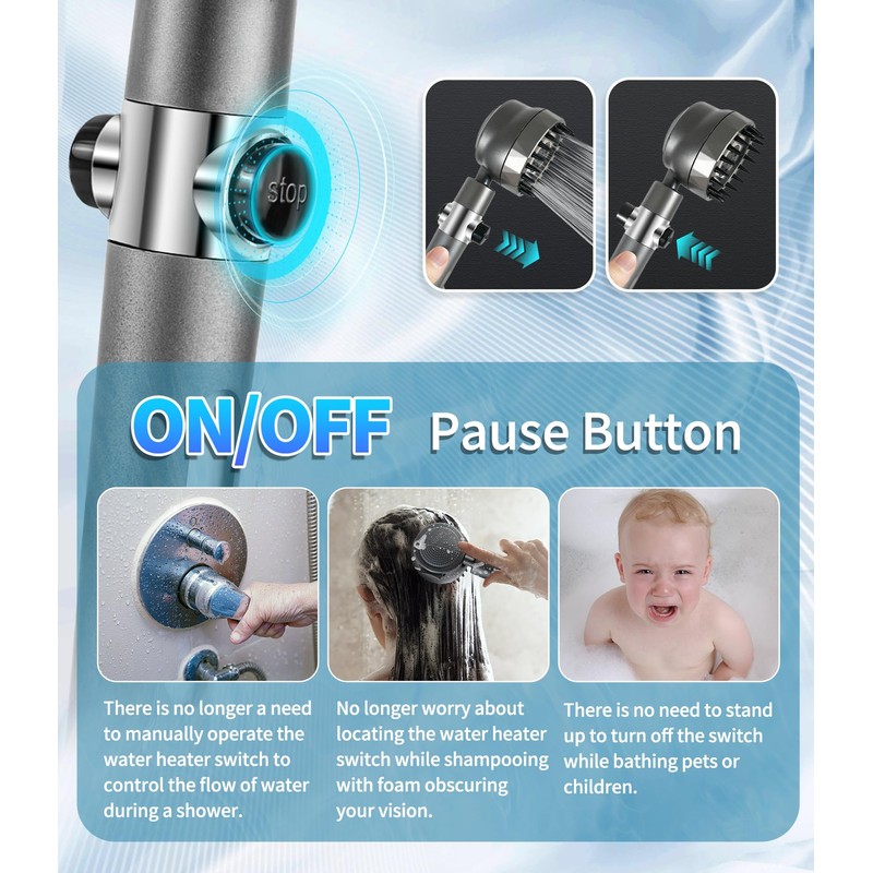 Ion Drops Shower Ead Filtered Showerhead, Handheld High Pressure Water