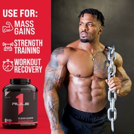 Rule 1 Clean Gainer - High-Protein Lean Gain Formula with 560 Calories, 30g of Full-Spectrum Protein, Over 90g Carbs, Under 6g of Fat (30 Servings, Vanilla Ice Crème)