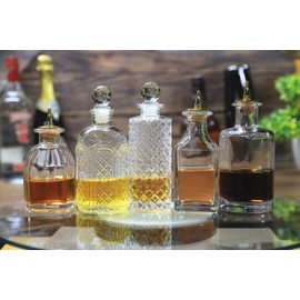 5 Packs Bitters Bottle for Cocktails - Glass Bitters Bottle with Stainless Steel Dash Antique Design Professional Grade Home Ready Restaurantware - BTSET0002