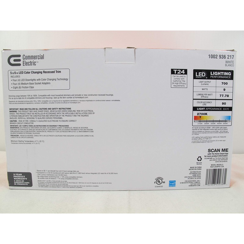 Commercial Electric 5/6 in White Integrated LED Energy Star Color