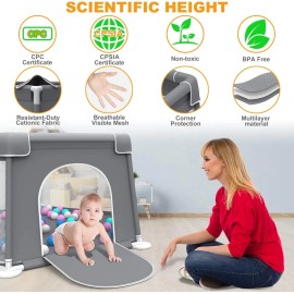 Fanbufan Hexagon 58 X 26 X 25 inch Grey Baby Playpen Playard Kit for Babies and Toddlers