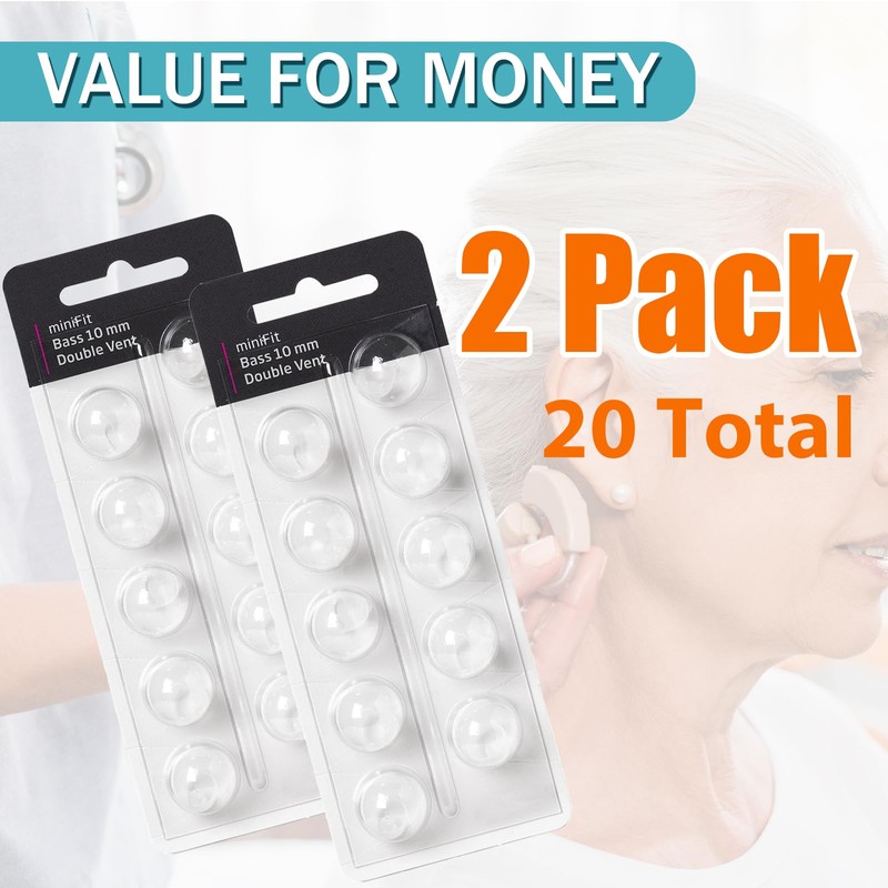 (Double Vent 10mm) Hearing Aid Domes for Oticon Minifit, Oticon