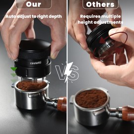 Coffee Distributor 54mm, Gravity Espresso Distribution for Sage Barista, Coffee Leveler for 54mm Portafilter, Stainless Steel 4 Blade Base, Black