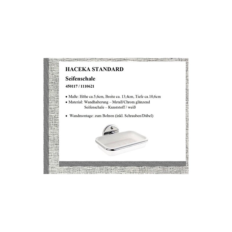 Haceka Seifenhalter Standard mit Kunststoffeinsatz, Plastik, Silber, 15 x 15