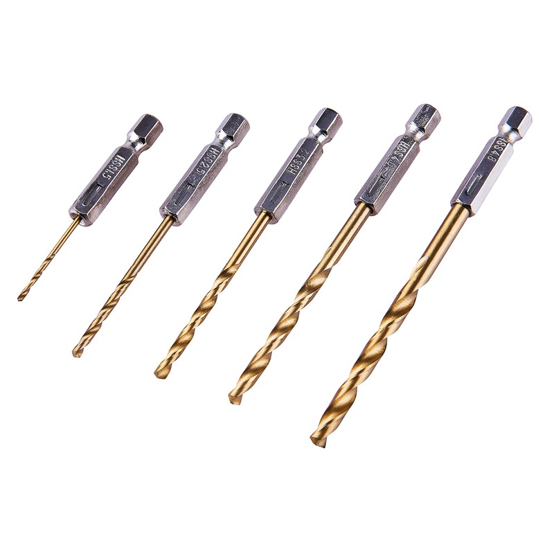 Amtech F1110 5 Piece 6.25mm (1/4") Titanium Coated high Speed