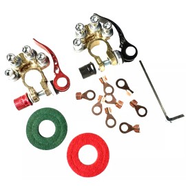 Unbranded 4 Ways Battery Terminal Clamp Connectors Brass Battery Terminal Connectors Set